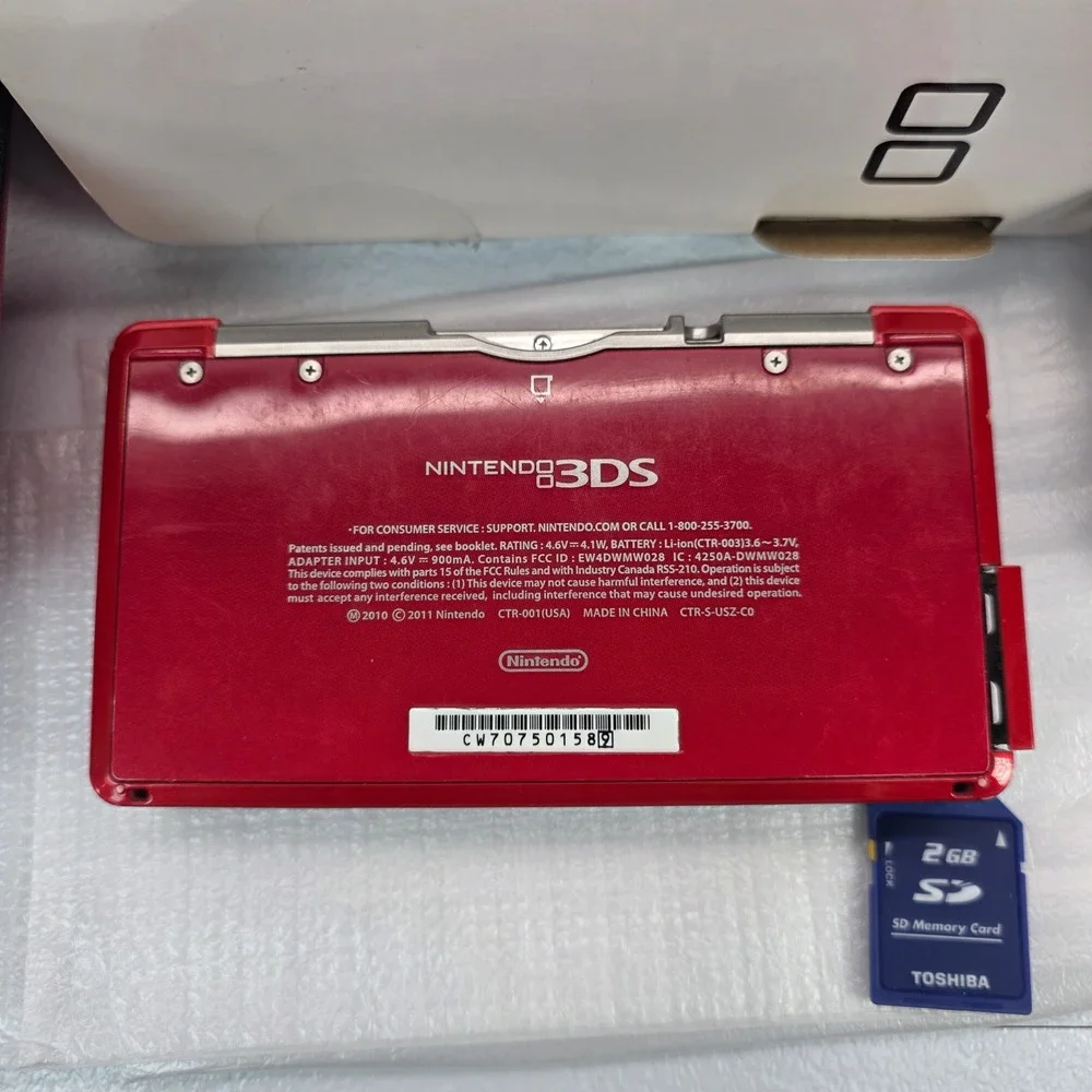 Nintendo 3DS Flame Red Console Bundle CTR-001 Case SD Card Chargers Box
